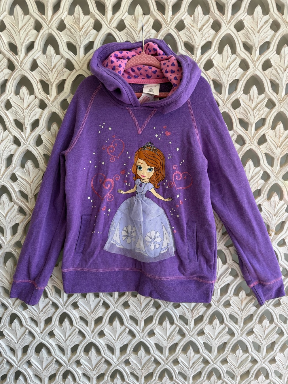 Disney Store Sofia the First Girls 7/8 Purple Pullover Hoodie